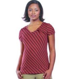 Maternity Top - Red Diagonal Pattern